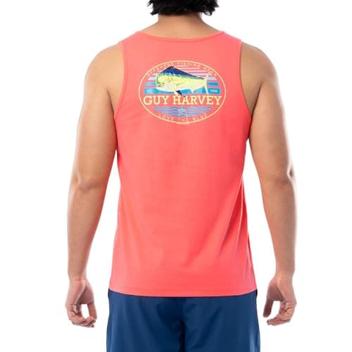 Guy Harvey Men's Fish Graphic Tank Top for Outdoor Adventures Bright Sun Protection — Dubarry/Retro Style Mahi