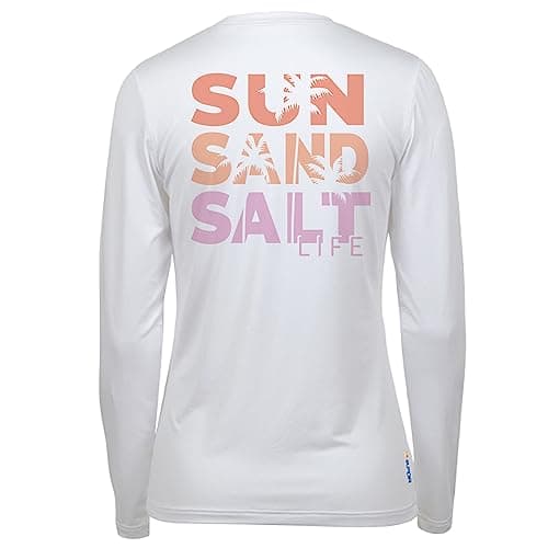 Salt Life Women's Sun Protection Long Sleeve Performance Tee for Outdoor Activities — White