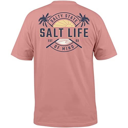 Salt Life Men's First Light Short Sleeve Classic Fit Shirt for Outdoor Adventures with Breathable Fabric and Adjustable — Pink Clay
