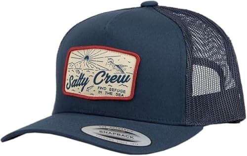 Salty Crew Men's Graphic Logo Retro Trucker Hat - Premium Cotton for Men and Women - Adjustable Fit Baseball Hat - Summe — Navy