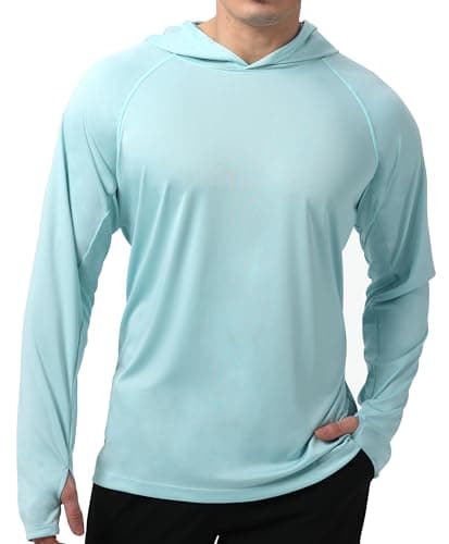 UPF 50+ Sun Protection Men's Hoodie Shirt for Fishing and Hiking
| Lightweight UPF 50+ Men's Hoodie Shirt for UV Protec — B-b-azure