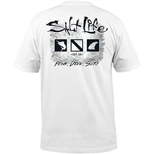 Salt Life Men's Old School Short Sleeve Classic Fit Pocket Shirt for Casual Wear, Stylish and Comfortable, Multiple Size — White