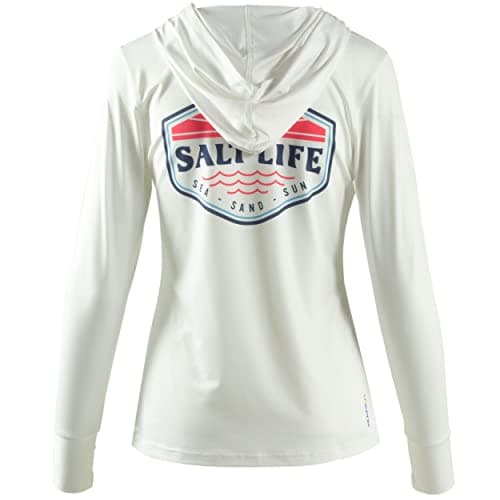 Salt Life Women's Restore Performance Hoodie + Moisture-Wicking Technology + Lightweight + Outdoor Activities + Warmth a — White