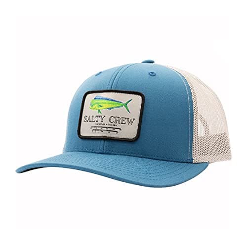 Salty Crew Men's Fish Logo Retro Trucker Hat - Premium Cotton, Unisex Adjustable Baseball Hat for Adults — Slate/Silver