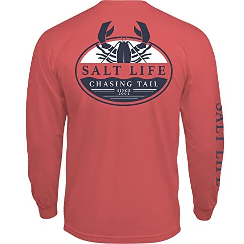 Salt Life Men's Lobster Tail Long Sleeve Tee for Casual WearComfortable Cotton Fabric, Bright Colors, Unisex StyleSized