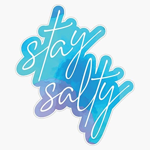 Stay Salty II Bumper Sticker Vinyl Decal for Cars - 5 Inches - Ocean Loving Car Accessories - Beach Themed Decals - R3-O