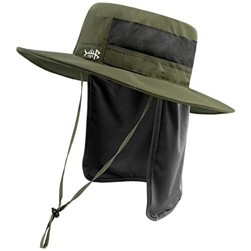 BASSDASH UPF 50+ Sun Fishing Hat for Men Water Resistant with Detachable Neck Flap Global Recycled Standard Global Recyc — Army Green