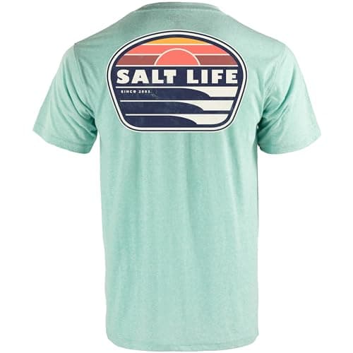 Salt Life Men's Breaker Short Sleeve Tee - Comfortable Casual Wear for Men - Beach and Casual Occasions - Soft Cotton Bl — Sea Glass