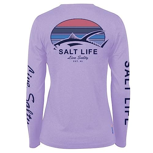 Salt Life Women's Tuna Tribe Long Sleeve Performance Tee + Active Wear + Athletes + Outdoor Activities + Moisture Wickin — Lavender Heather