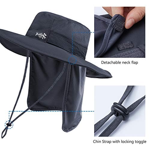 BASSDASH UPF 50+ Sun Fishing Hat for Men Water Resistant with Detachable Neck Flap Global Recycled Standard Global Recyc