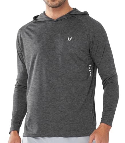 NORTHYARD Men's UPF 50+ Sun Protection Hoodie Shirts for Fishing and Running Quick Dry UV SPF — Carbonheather