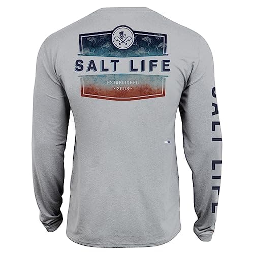 Salt Life Men's Performance Long Sleeve Tee For Outdoor Activities Breathable Stretch Fabric — Mist Grey Heather