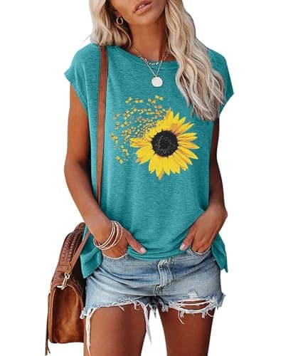 JNIFULI Women's Casual Summer Short Sleeve Graphic Tees Funny Dragonfly Printed Cute Tops
| JNIFULI Women's Funny Drago — X-cyan