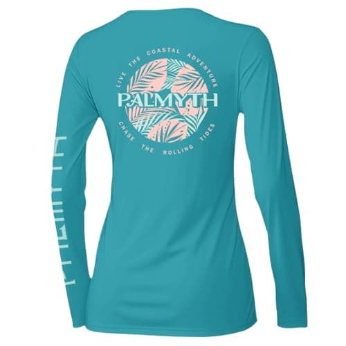 Palmyth Upf 50+ Fishing Shirts For Women Sun Protection Long Sleeve T-Shirt — Jade / Paradise