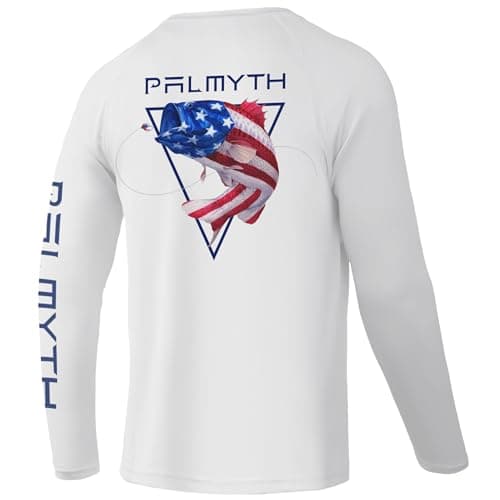 Palmyth Fishing Shirts for Men Long Sleeve UPF 50+ Sun Protection T-Shirt
| Palmyth Fishing Shirts Men Long Sleeve UPF — White / Largemouth Bass