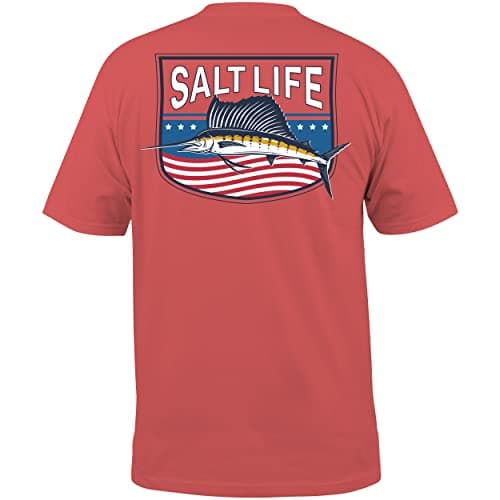Salt Life Men's Freedom Sail Short Sleeve Classic Fit Shirt for Casual Wear Comfort Style — Burnt Coral