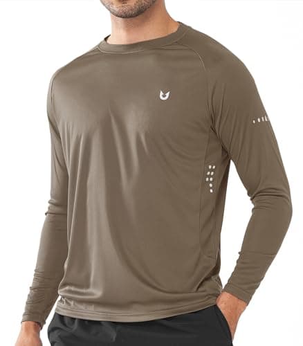 NORTHYARD Men's Sun Protection UPF 50+ Long Sleeve Swim Rash Guard Shirt for Workout Running UV Protection Fish Hiking — Warmtaupe
