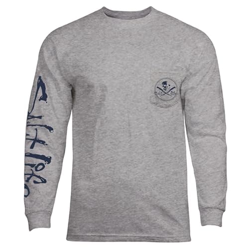 Salt Life Women's Classic Fit Long Sleeve Shirt Silver Skull and Fillet Design Fishing Outfit
