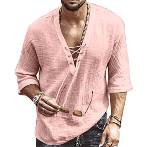 Rela Bota Men's V-Neck Short Sleeve Beach Shirt Printing Yoga Top
| Rela Bota Men's Short Sleeve Beach V-Neck Drawing S — Solid Pink