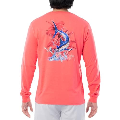 Guy Harvey Men's Billfish Collection Long Sleeve T-Shirt for Outdoor Adventures Features Modern Fishing Art Design Large — Dubarry/Marlin Springs
