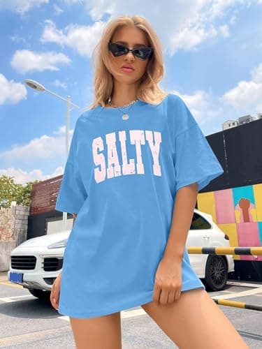 Salted Beach Women's Oversized Graphic Tees for Summer Hawaiian Style Casual Wear
| Hawaiian Beach Oversized graphic te
