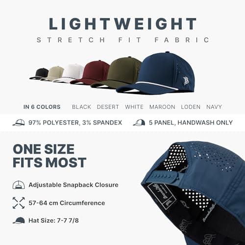 Branded Bare Curved 5 Panel Rope Hat Adjustable Snapaback Fitted Lightweight Comfort Stretch Quick Dry Hat
| Branded Ba