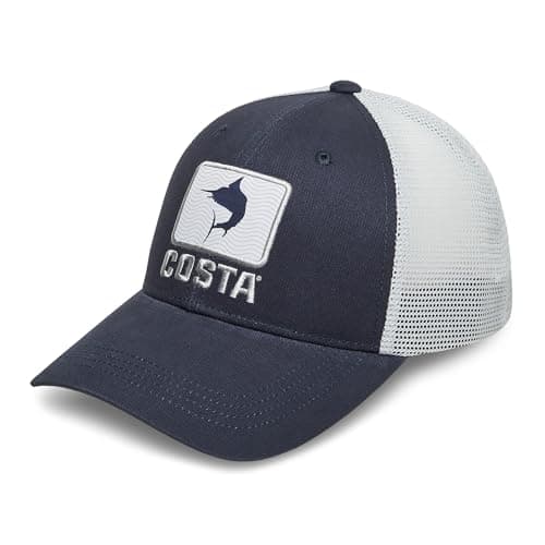 Costa Del Mar Men's Stylish Marlin Waves Trucker Hat for Outdoor Adventures Wide Brim Protection