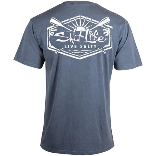 Salt Life Men's Comfort Fit Tee Shirt Salt Washed Paddle Short Sleeve — Washed Navy