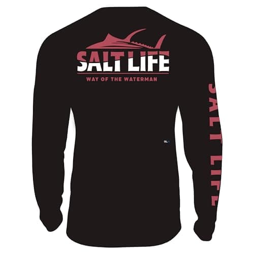 Salt Life Women's On The Move Long Sleeve Performance Fit Shirt for Outdoor Adventure with Moisture Wicking Technology E — Black
