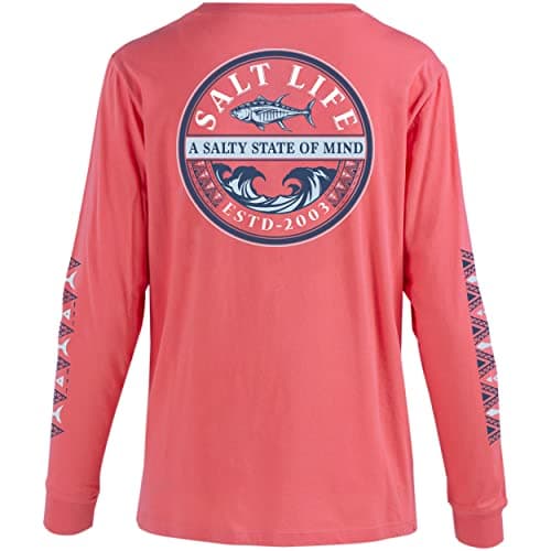 Salt Life Women's Tribal Print Long Sleeve Boyfriend Tee - Stylish and Versatile for Casual Wear - Unisex Large Fit - Co — Pink Punch