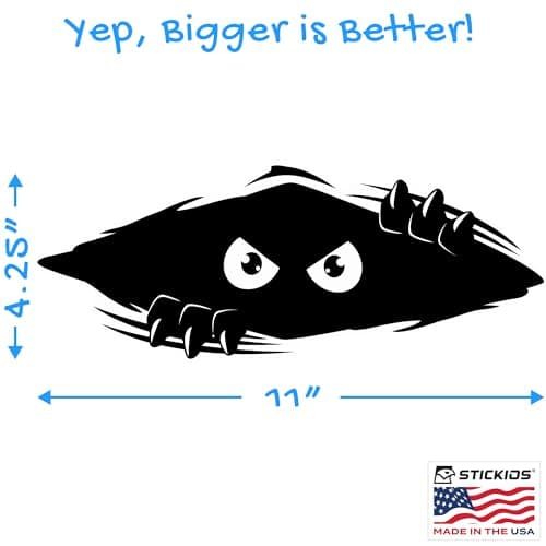 Peeking Monster Car Decal - Large Vinyl Bumper Sticker for Cars and Trucks - Made in USA - Dents & Scratches - Heavy Dut
