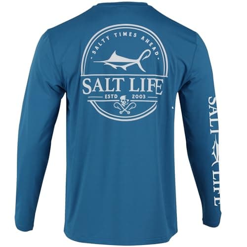 Salt Life Men's Dragnet SLX Long Sleeve Classic Fit Fishing Shirt — Atlantic Blue