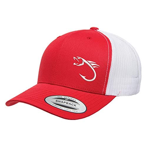Love Sketches Embroidered Fishing Hat for Men & Women | Fish Trucker Hat Men Snapback Hats | Best Dad Fishing Gift — Red/White-bhwt