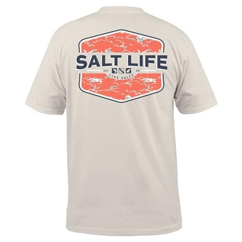 Salt Life Men's Tactical Camo Short Sleeve Tee + Size: Medium + Color: Black + 100% Polyester Transitional Fabric + Idea — Chalk