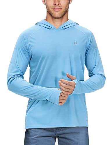 UPF 50+ Sun Protection Fishing Hoodie for Men Outdoor Activities
| Long Sleeve UV Protection Fishing Shirt for Men Suit — Thumb Hole-light Blue