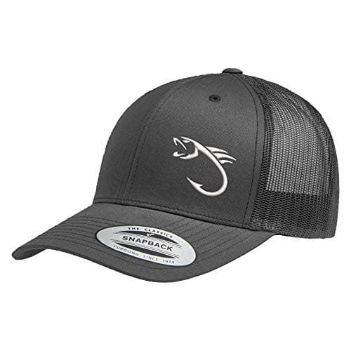 Love Sketches Embroidered Fishing Hat for Men & Women | Fish Trucker Hat Men Snapback Hats | Best Dad Fishing Gift — Charcoal-bhwhite