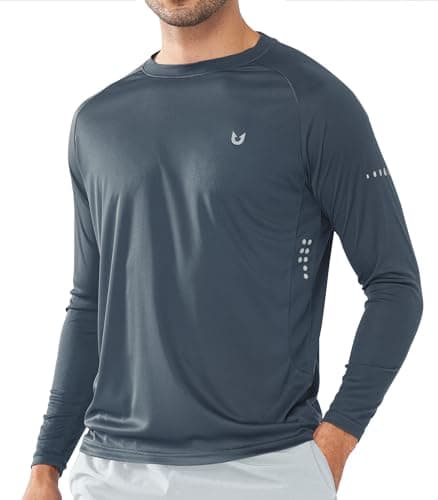 NORTHYARD Men's Sun Protection UPF 50+ Long Sleeve Swim Rash Guard Shirt for Workout Running UV Protection Fish Hiking — Darkgrey