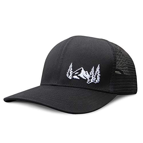 Grace Folly Trucker Hat for Men or Women: Stylish Cool Designs, Versatile Fashion Accessory — Mountain- Black