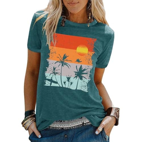 Binshre Women's Beach Shirts Hawaiian Graphic Tees for Summer Vacation
| Binshre Vintage Tshirts for Women Yellow Graph — 1-k Green