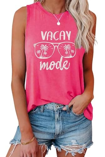 Lanmertree On Cruise Time Women's Summer Coconut Tree Sleeveless Shirts for Casual Beach Vacation
| Lanmertree Women's — Red