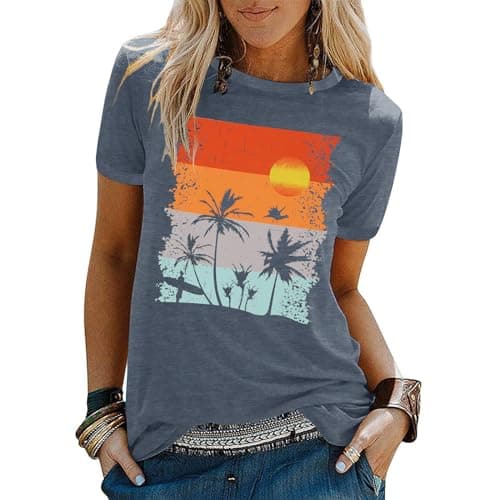 Binshre Women's Beach Shirts Hawaiian Graphic Tees for Summer Vacation
| Binshre Vintage Tshirts for Women Yellow Graph — 1-k Clear Blue