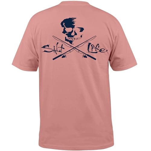 Salt Life Men's Fashionable Skull and Poles Short Sleeve Tee for Summer Festivals and Casual Wear Featuring Versatile Si