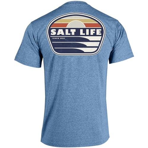 Salt Life Men's Breaker Short Sleeve Tee - Comfortable Casual Wear for Men - Beach and Casual Occasions - Soft Cotton Bl — Elemental Blue