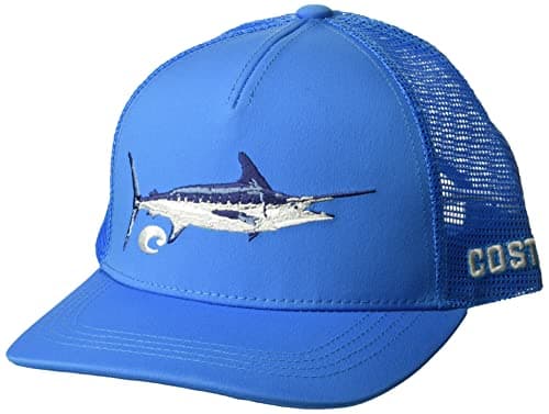Costa Del Mar Men's Marlin Stitched Trucker Hat Cool Beach Wear Wide Brim UV Protectioninantioxidant Protection Sun Prot — Blue