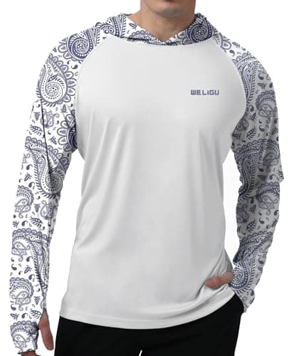 UPF 50+ Sun Protection Men's Hoodie Shirt for Fishing and Hiking
| Lightweight UPF 50+ Men's Hoodie Shirt for UV Protec — E-c-white