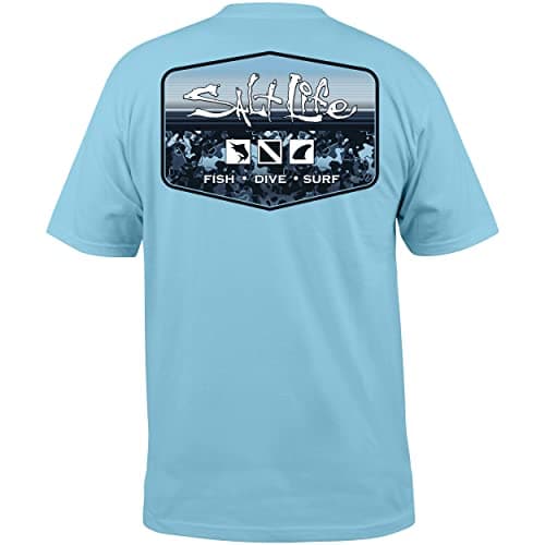 Salt Life Men's Standard Liquid Depth Badge Short Sleeve Tee for Casual WearComfortable Cotton Fabric, Multiple Sizes Av