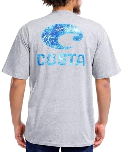 Costa Del Mar Men's Mossy Oak Short Sleeve Crewneck T-Shirt for Outdoor Adventures Comfort and Style — Heather Gray