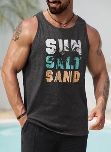 VOGSTART Mens Summer Beach Tank Tops Vacation Sleeveless Shirts (S-3XL)  
VOGSTART Mens Muscle Tank Tops for Summer Beac