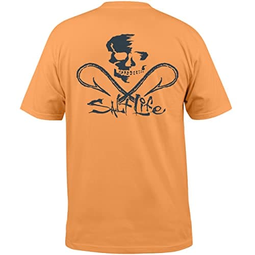 Salt Life Men's Classic Fit Short Sleeve Shirt Skull and Hooks Design Summer Beach Vacation