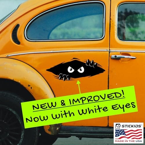 Peeking Monster Car Decal - Large Vinyl Bumper Sticker for Cars and Trucks - Made in USA - Dents & Scratches - Heavy Dut